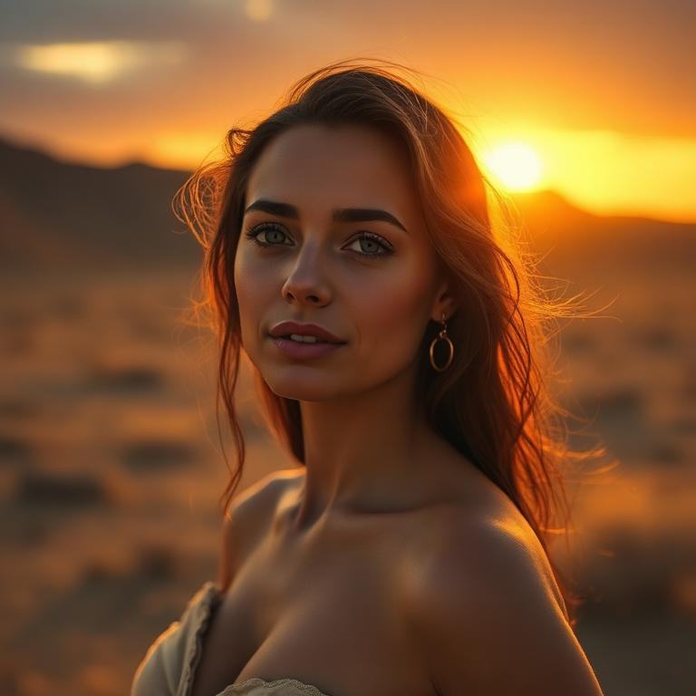 AI-generated cinematic portrait at golden hour